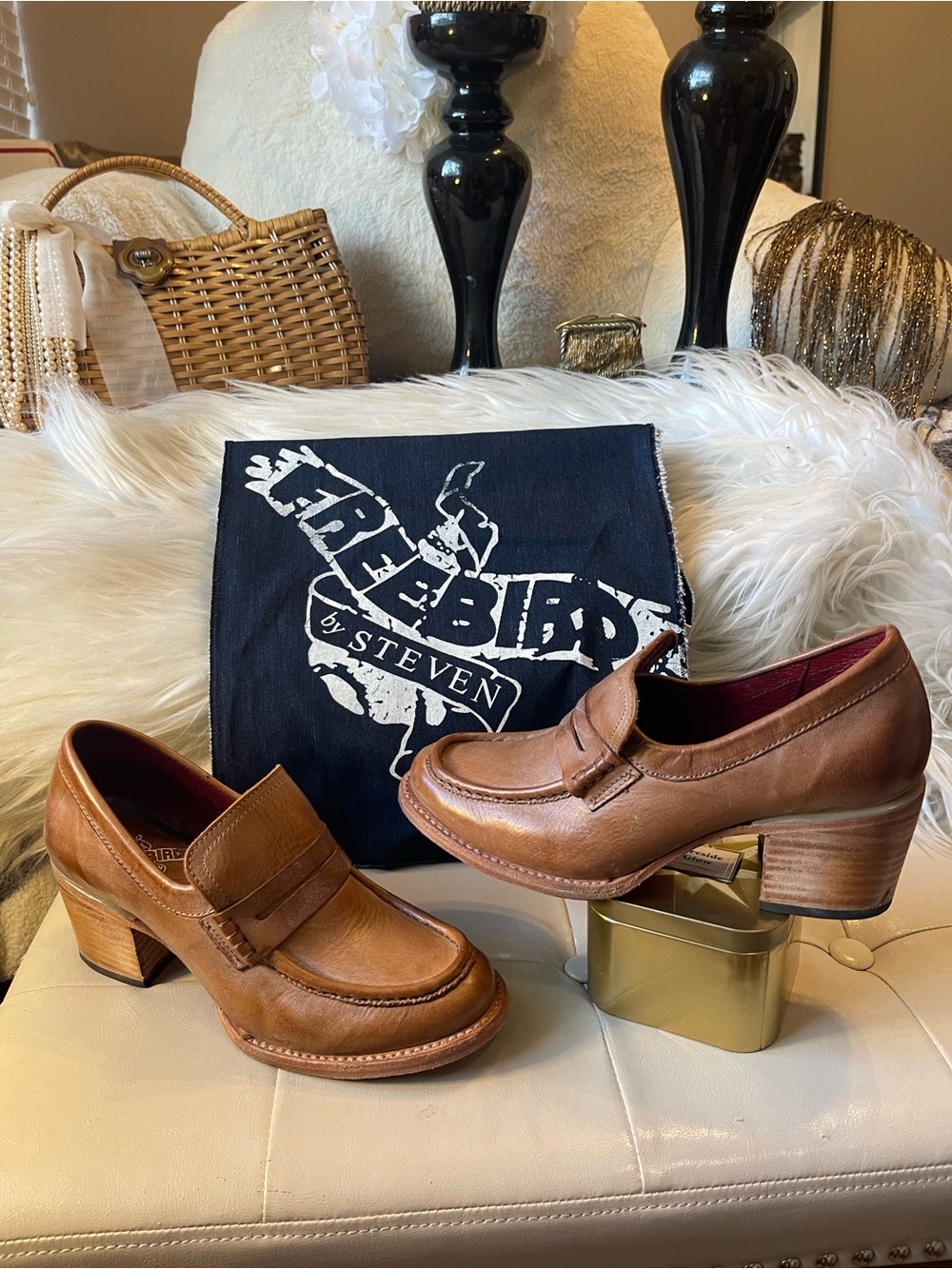 Freebird by Steven “Chevelle” heeled loafers in  Distressed Tan Colorway